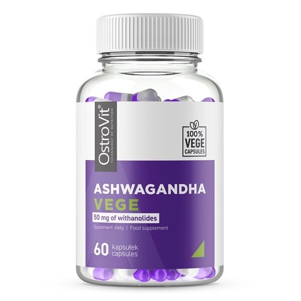 Supliment nutritiv complex de proteine sub forma de capsule din plante, Ashwagandha, OstroVit, 60 capsule