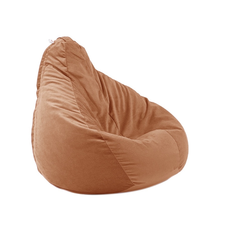 Fotoliu Pufrelax tip Sac Nirvana Light Gama Premium Textil, Terracotta Orange, husa detasabila, umplut cu perle polistiren