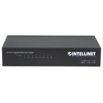 Switch Gigabit Intellinet 530347, 8 x 10/100/1000 Mbps, RJ45, metal, Negru Switch Gigabit Intellinet 530347, 8 x 10/100/1000 Mbps, RJ45, metal, Negru