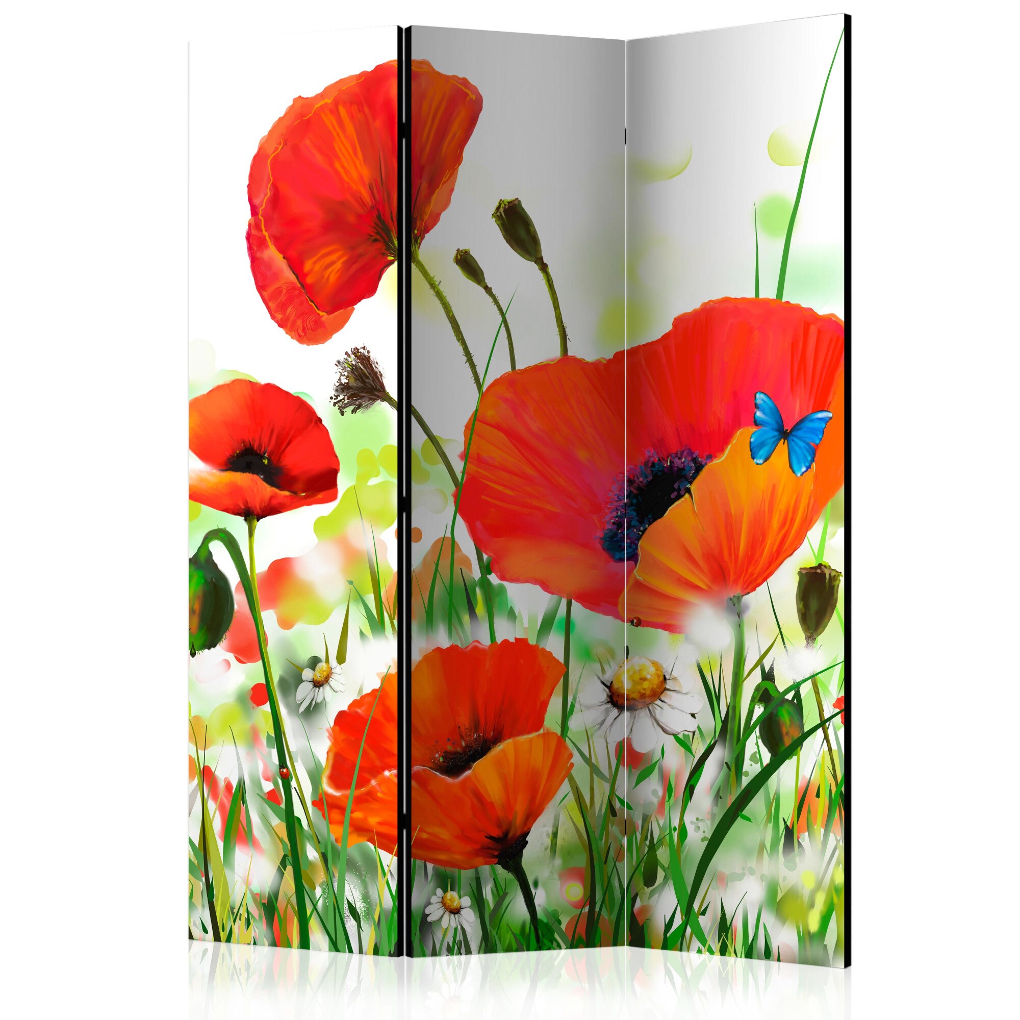 Paravan din 3 parti - Maci de tara - 135 x 172 cm