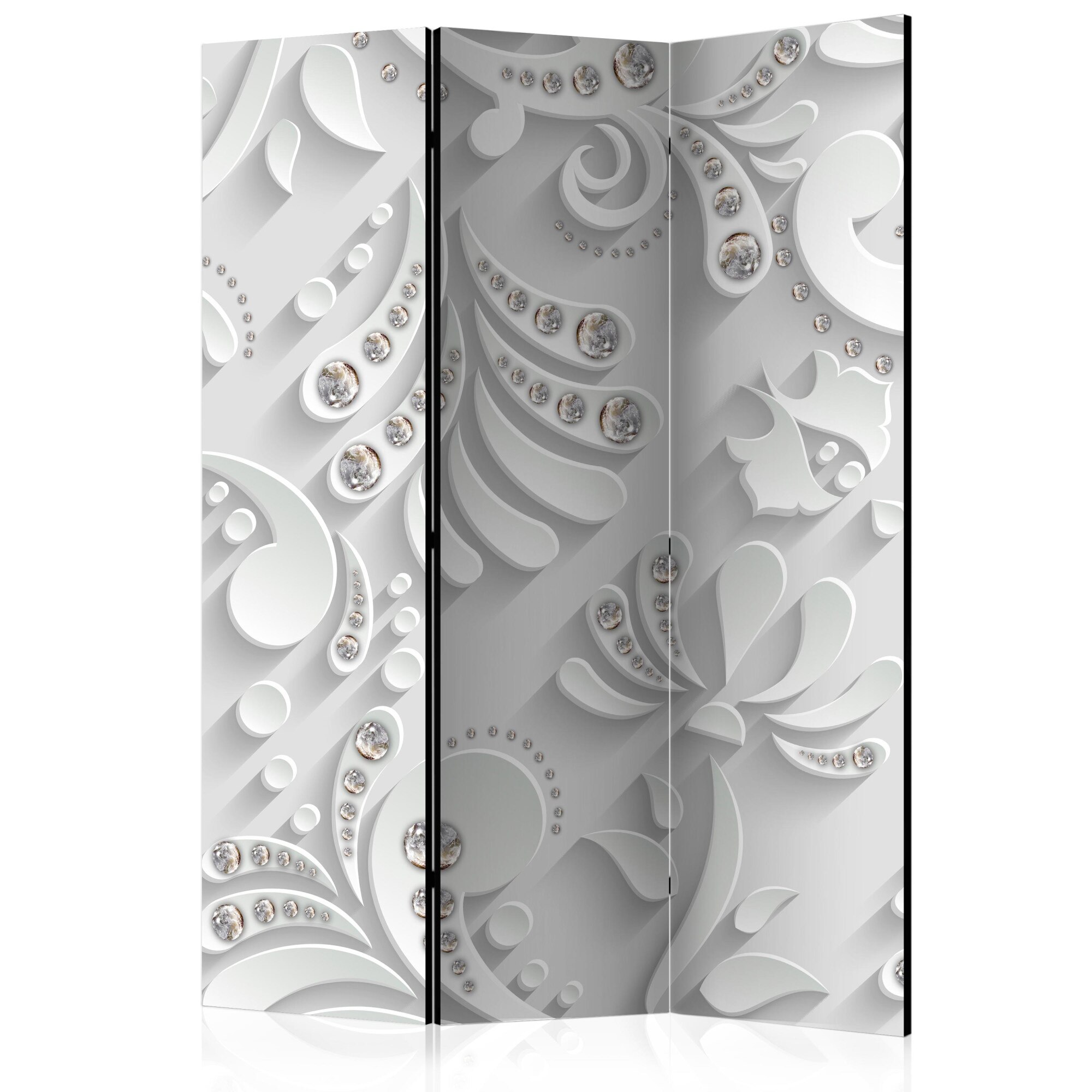Paravan din 3 parti - Flori cu cristale - 135 x 172 cm