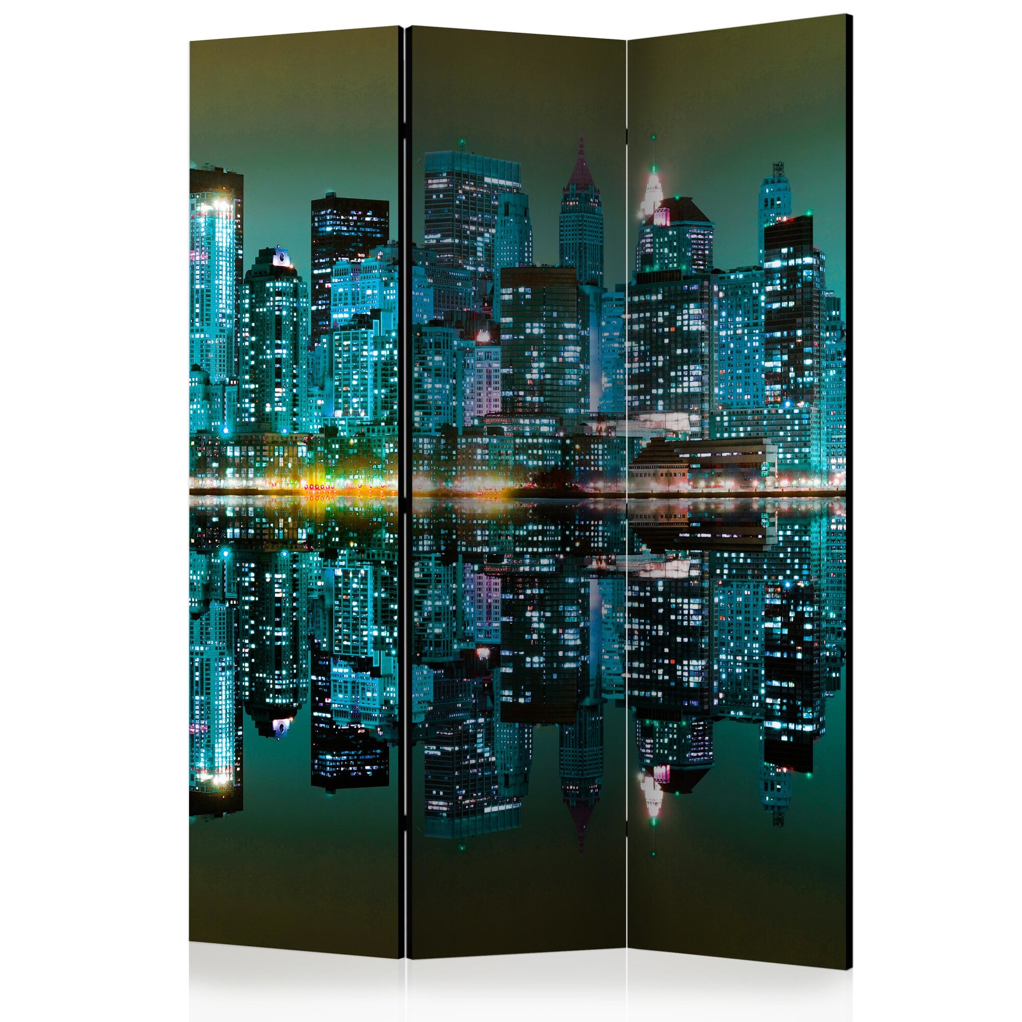 Paravan din 3 parti - Reflectii de aur NYC - 135 x 172 cm