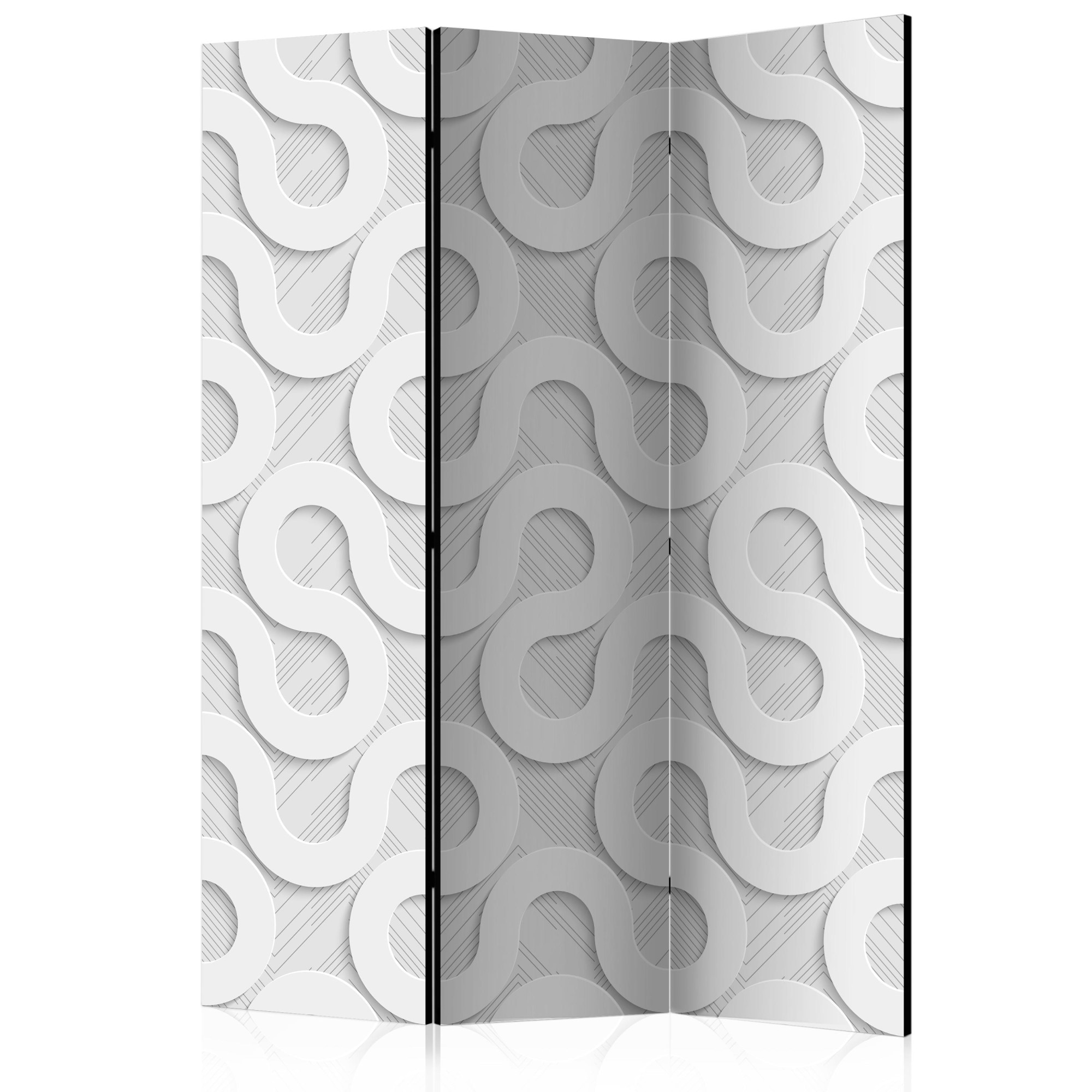 Paravan din 3 parti - Spirale gri - 135 x 172 cm