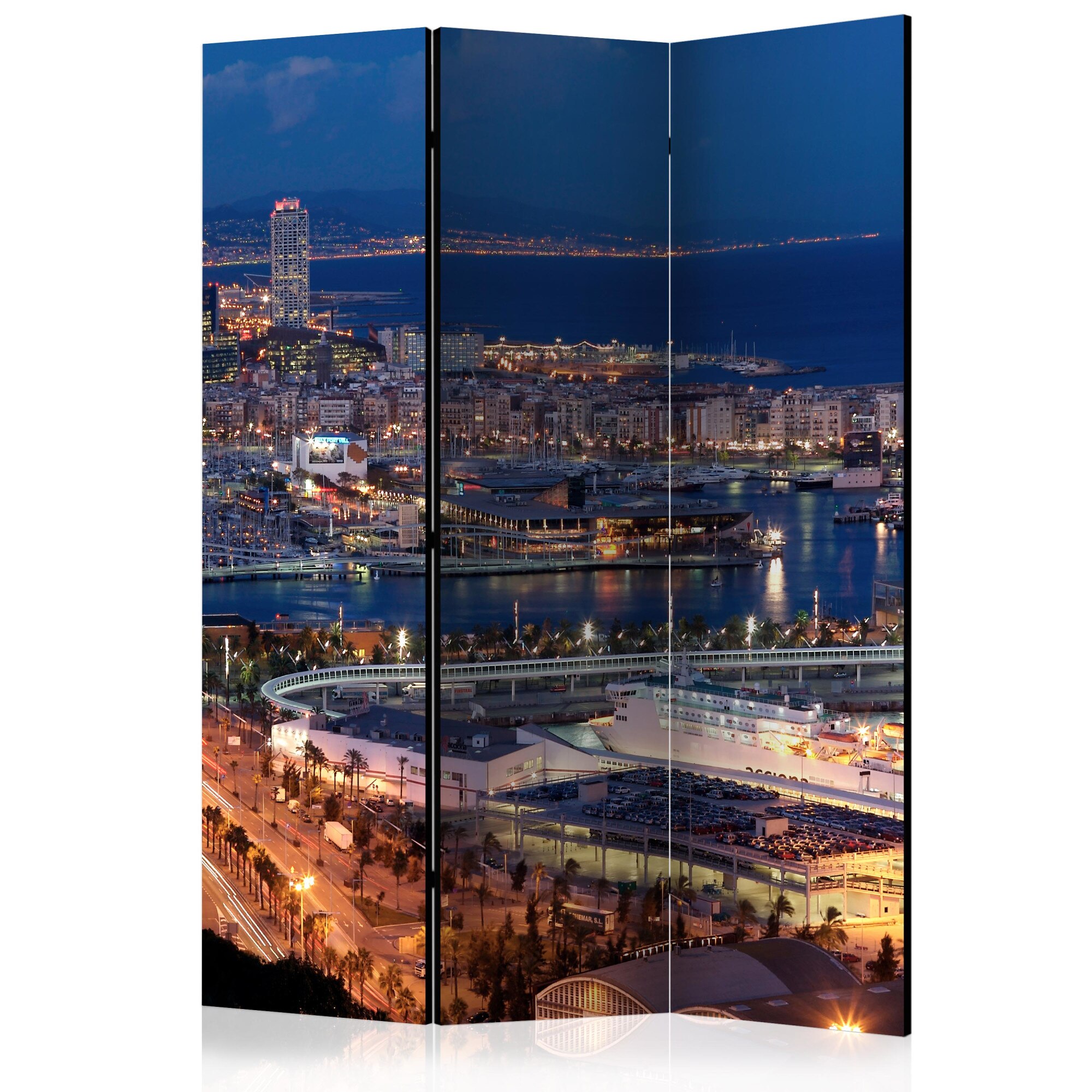 Paravan din 3 parti - Iluminat Barcelona - 135 x 172 cm