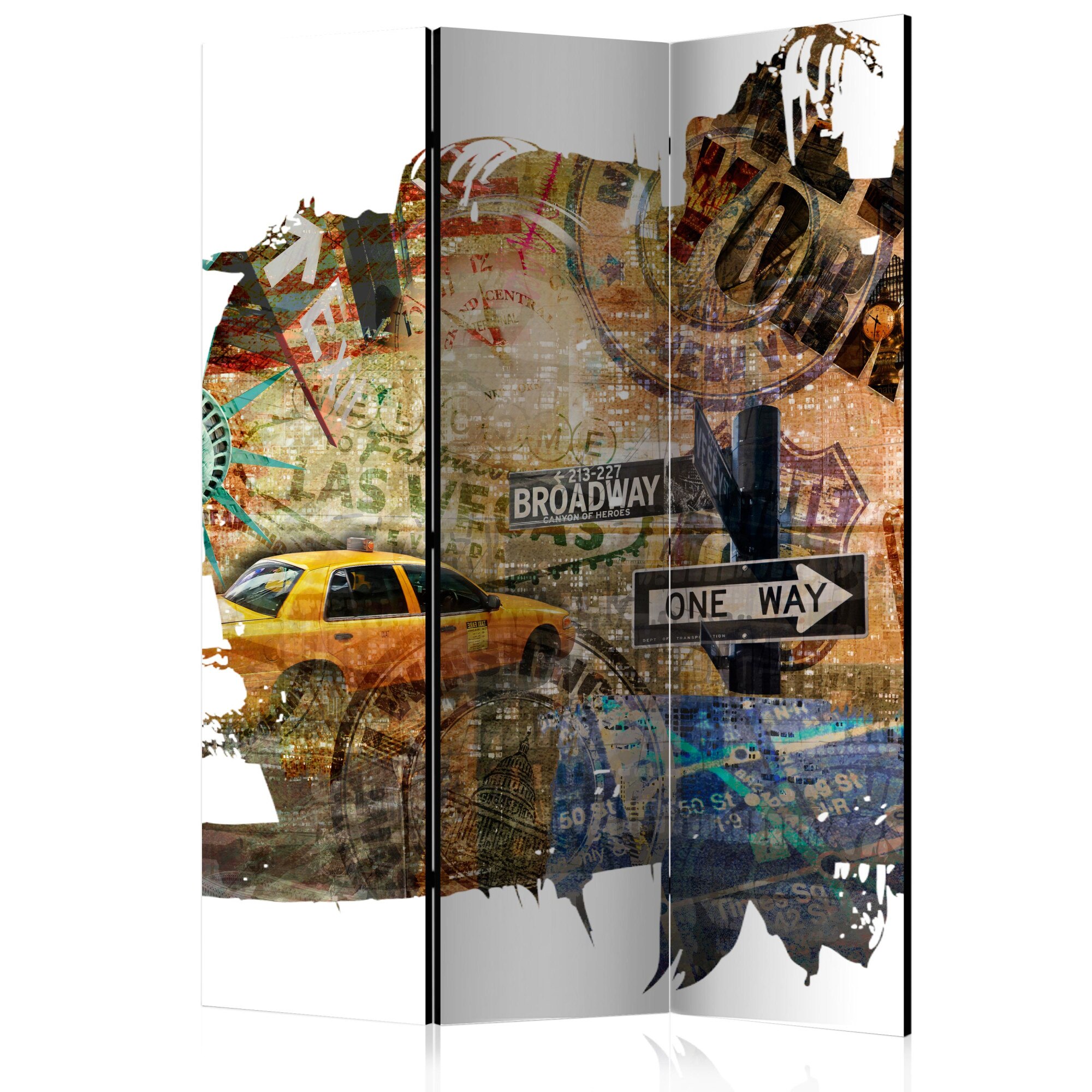 Paravan din 3 parti - New York Collage - 135 x 172 cm