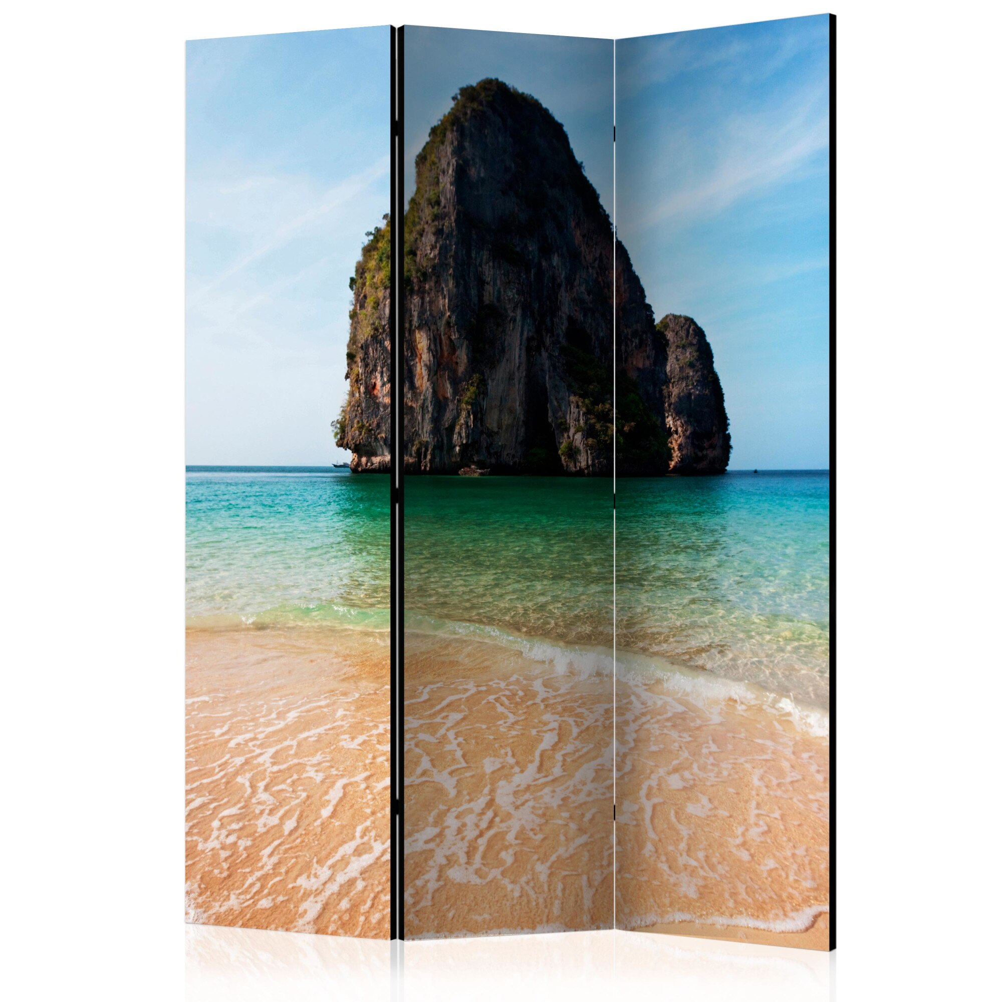 Paravan din 3 parti - Formarea rocilor pe mal, Marea Andaman, Thailanda - 135 x 172 cm