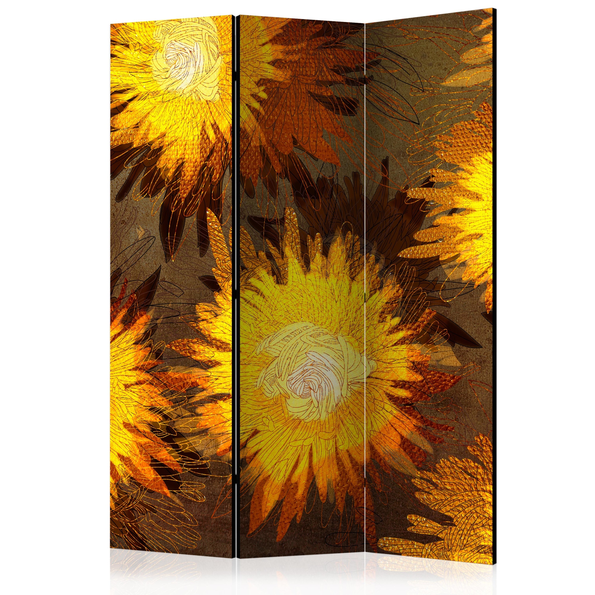Paravan din 3 parti - Dans de floarea soarelui - 135 x 172 cm