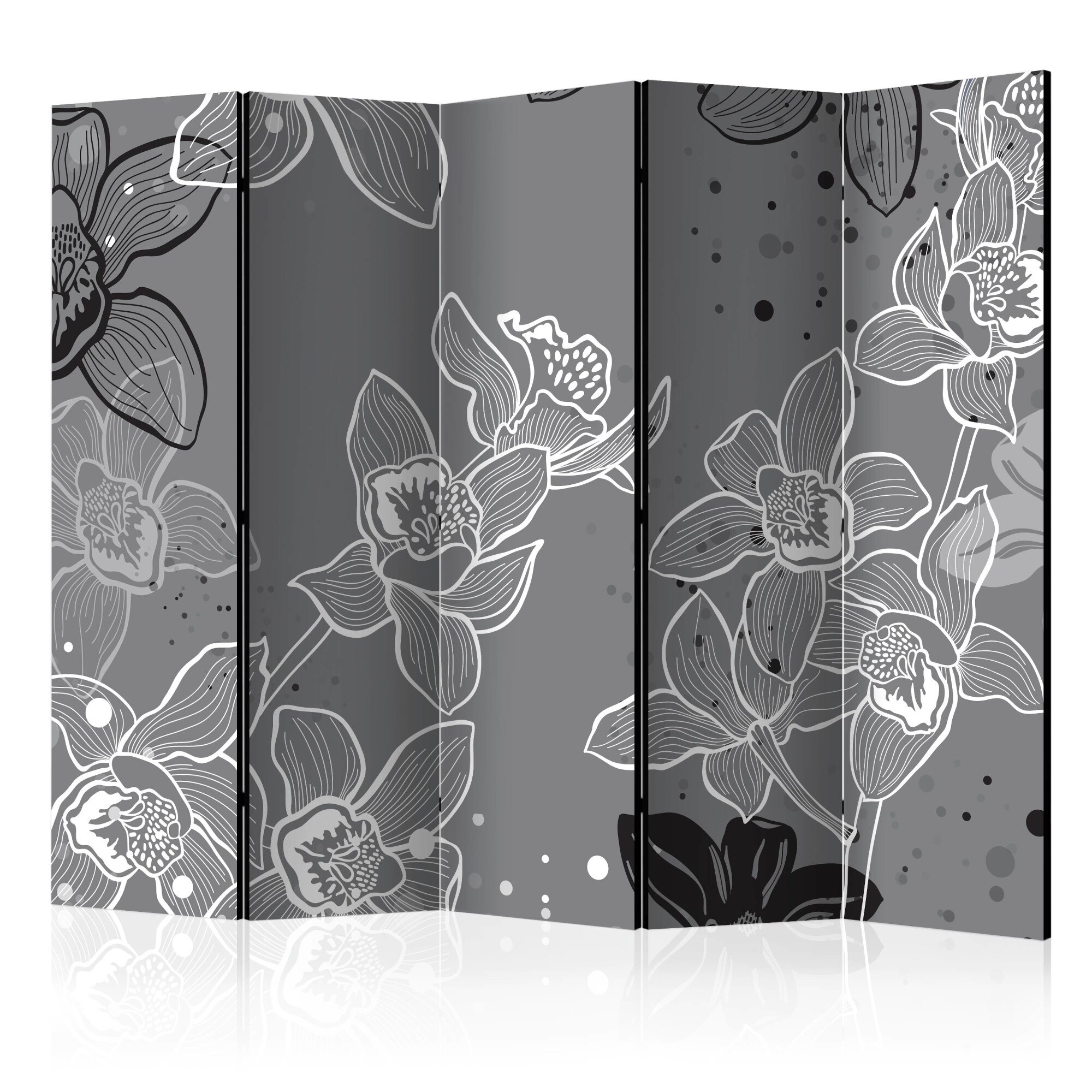 Paravan din 5 parti - Flora de iarna - 225 x 172 cm