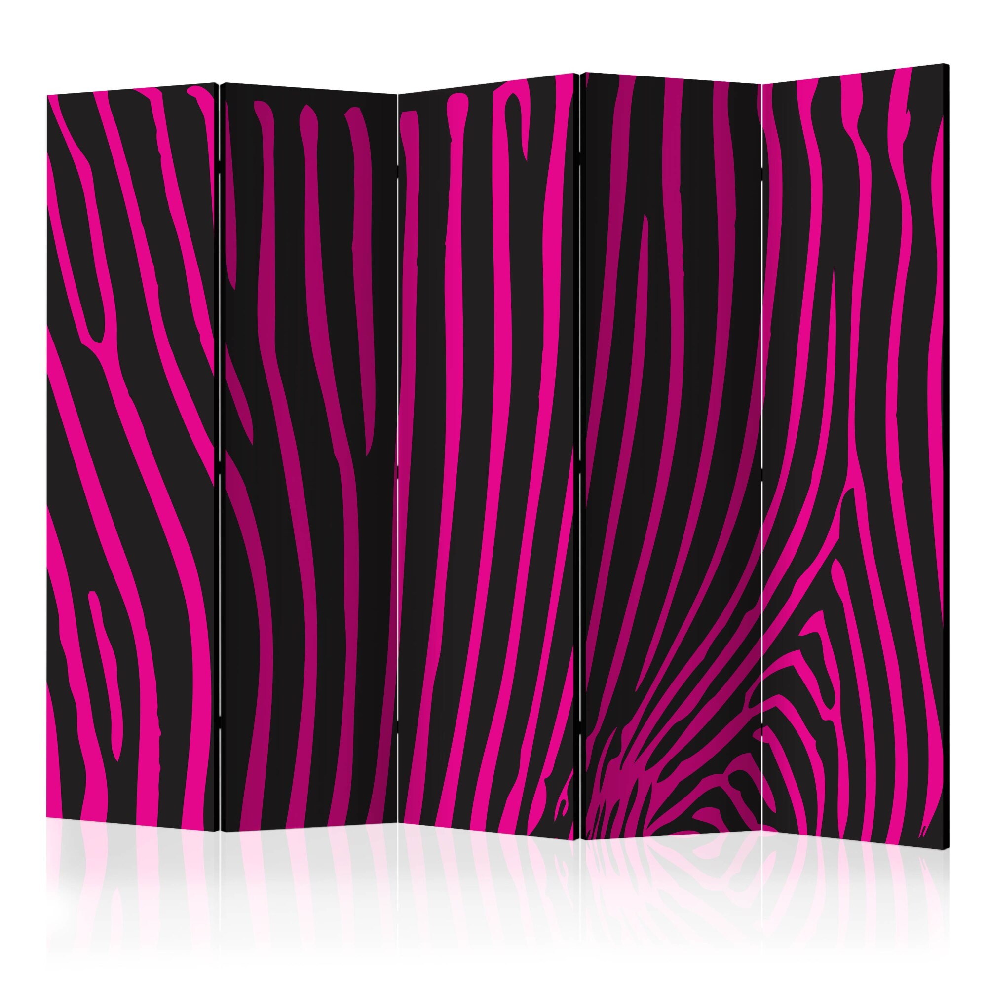 Paravan din 5 parti - Violet model zebra - 225 x 172 cm