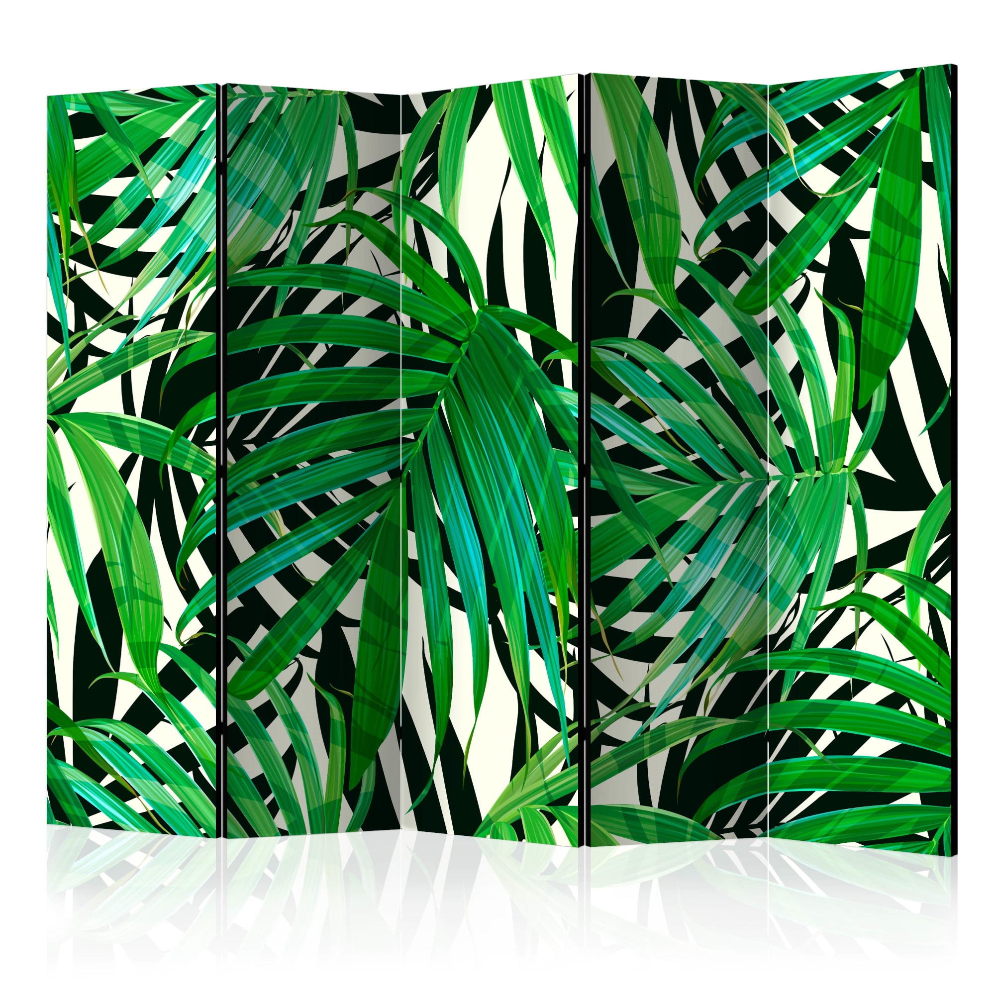Paravan din 5 parti - Frunze tropicale - 225 x 172 cm