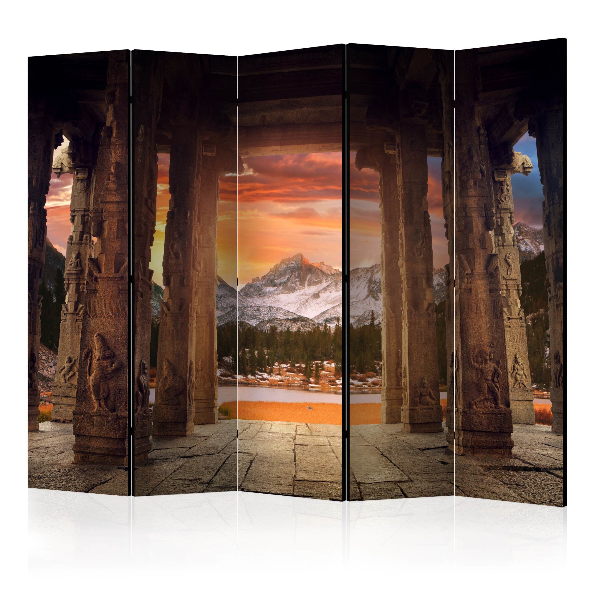 Paravan din 5 parti - Poteca templelor stancoase II - 225 x 172 cm