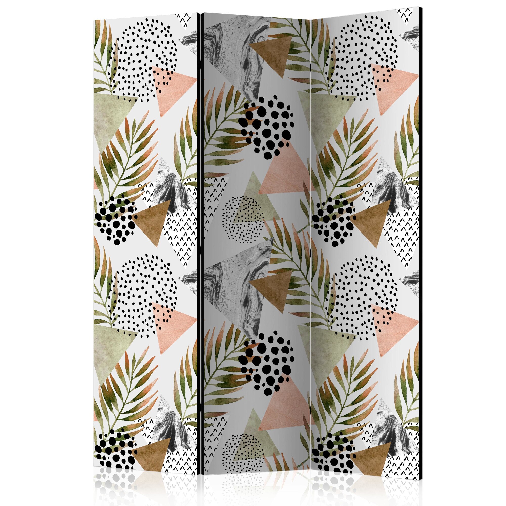 Paravan din 3 parti - Geometria tropicala - 135 x 172 cm