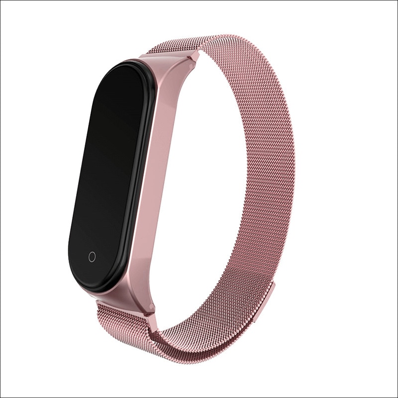 Become aware unlock Mordrin Curea metalica tip plasa pentru bratara fitness Xiaomi Mi Band 3 / 4, cu  prindere magnetica, roz - eMAG.ro