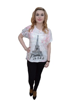 Tricou rafinat de vara, cu dantela si paiete in fata, D&J Exclussive, Multicolor Tricou rafinat de vara, cu dantela si paiete in fata, D&J Exclussive, Multicolor