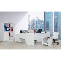 Set birou Alpino Inci culoare alb 4 piese ,masa birou 1780x1600x755mm , comoda cu sertare 500x450x640mm,dulap acte 940x310x1550mm,masuta cafea 550x400x503mm