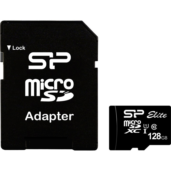 Карта памет Silicon Power Elite Micro-SDXC 128GB, Клас 10, UHS-I U1, Адаптер SD