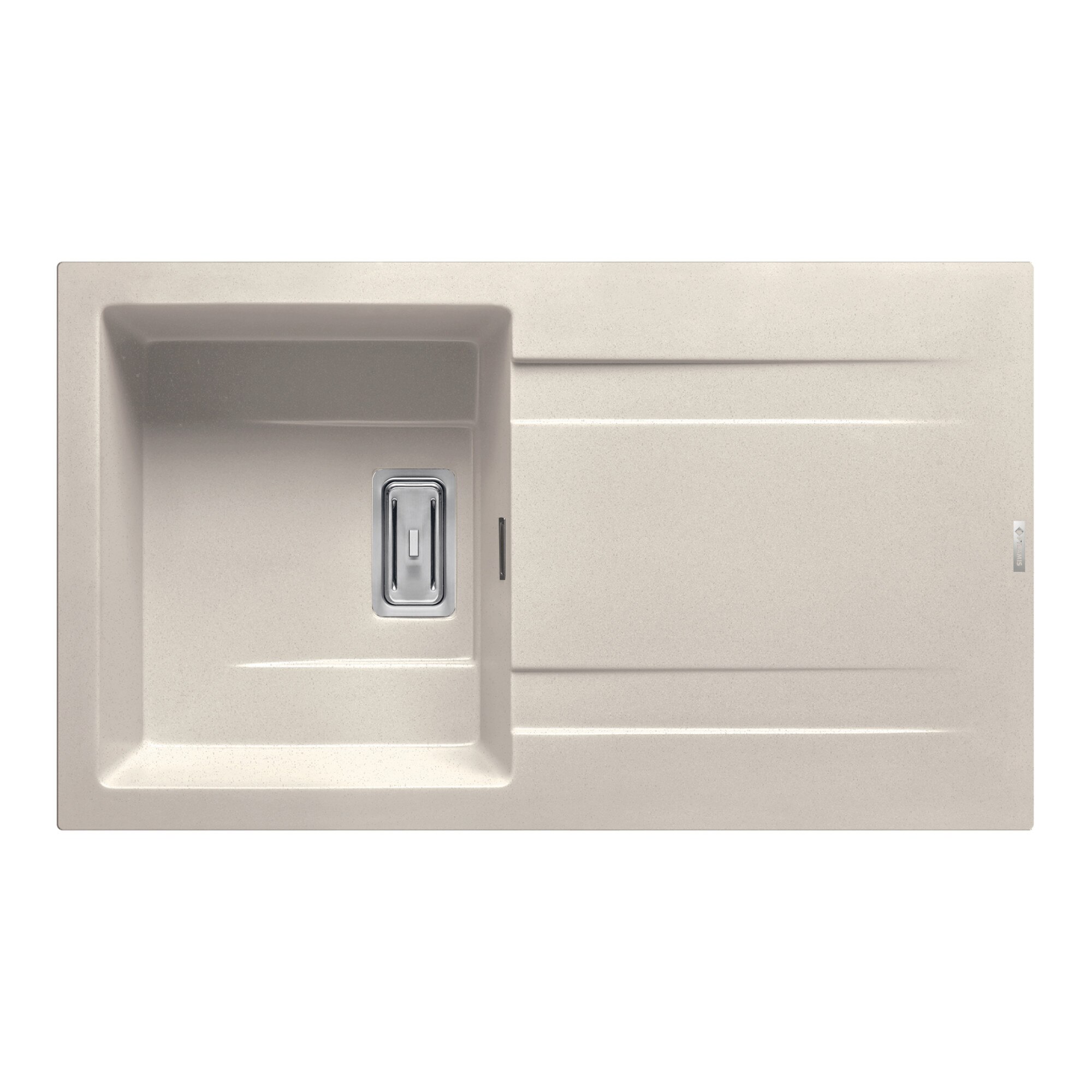 Chiuveta granit Pyramis KARTESIO 860x500mm, 1 cuva si 1 picurator, adancime 200mm, reversibila, valva dreptunghiulara, finisaj pyragranite bej