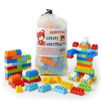 Set Cuburi de Constructie Robentoys, 160 piese, in Saculet, Plastic Rezistent, Multicolor, Joc Educativ si Creativ pentru Copii, +3 ani