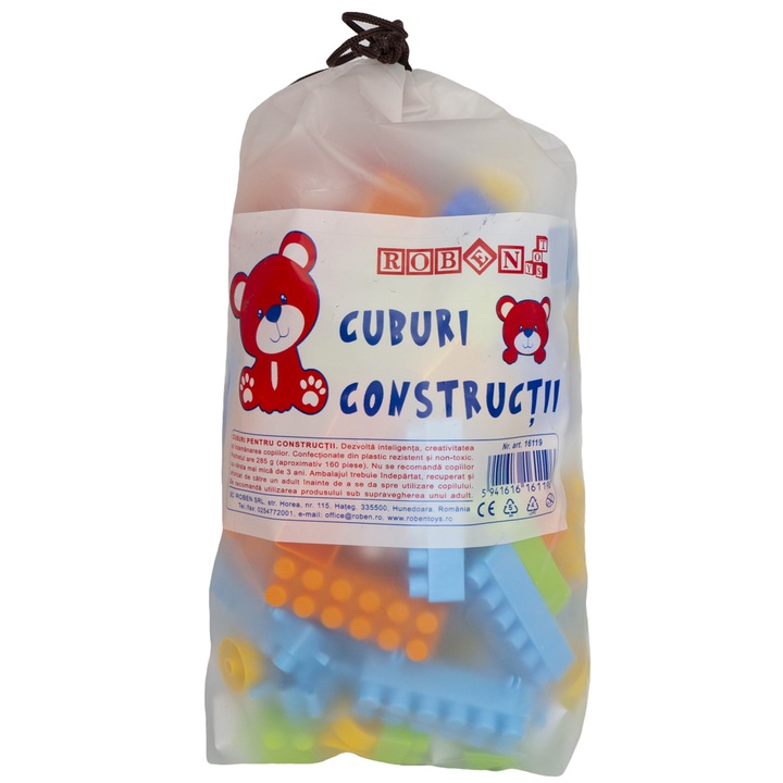 Cuburi constructii in saculet 160 piese/285 g, Robentoys®