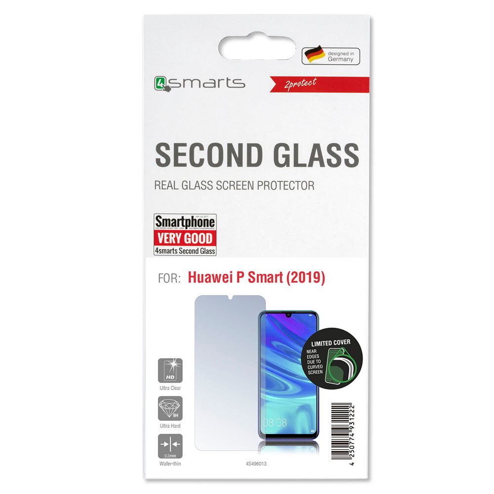 Protector din sticla securizata pentru afisarea Huawei P Smart (2019), 4smarts Second Glass 2.5D, transparent