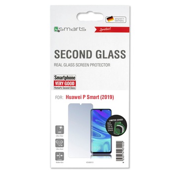 Protector din sticla securizata pentru afisarea Huawei P Smart (2019), 4smarts Second Glass 2.5D, transparent Protector din sticla securizata pentru afisarea Huawei P Smart (2019), 4smarts Second Glass 2.5D, transparent
