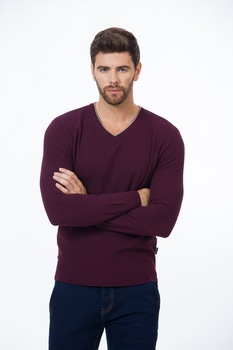 Pulover BE YOU in V, Bordo Pulover BE YOU in V, Bordo