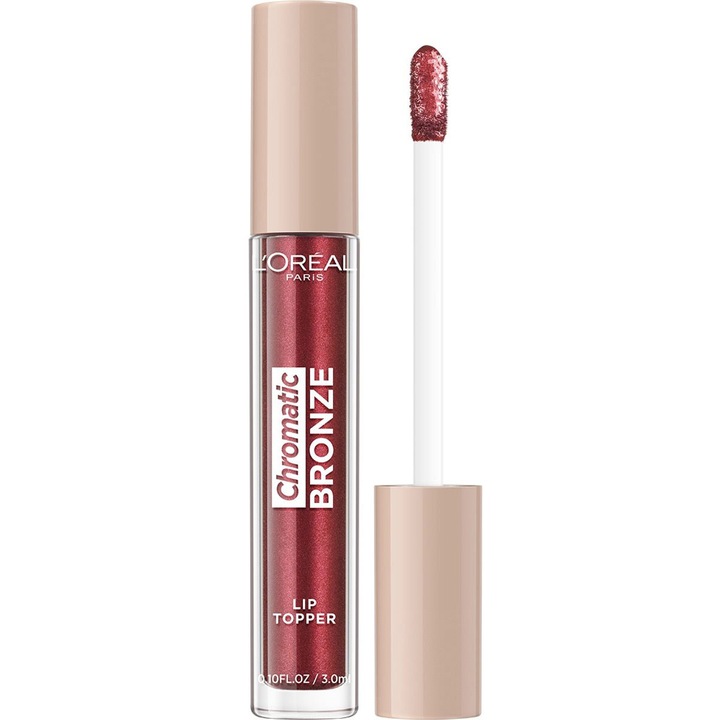 Luciu de Buze Metalizat L'Oreal Paris Chromatic Bronze Lip Topper, 04 Red Tonic, 3 ml