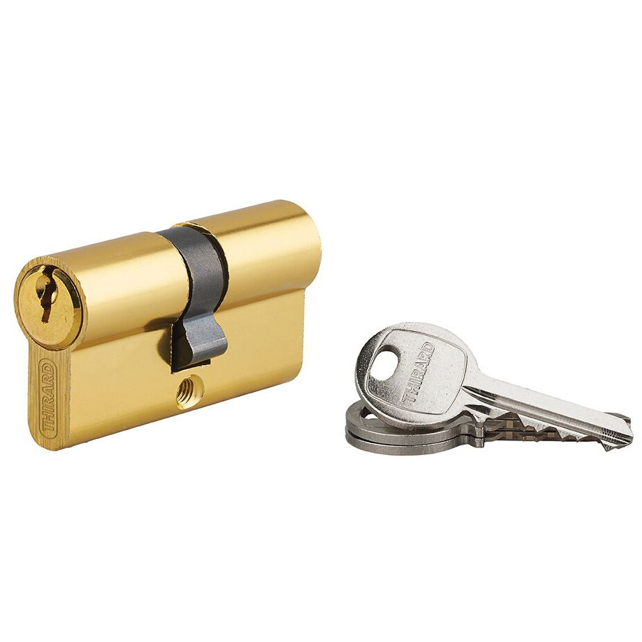 Cilindru standard Thirard „ECO” 30 x 30 mm, din aluminiu cu finisaj alama, mecanism cu 5 pini, 3 chei