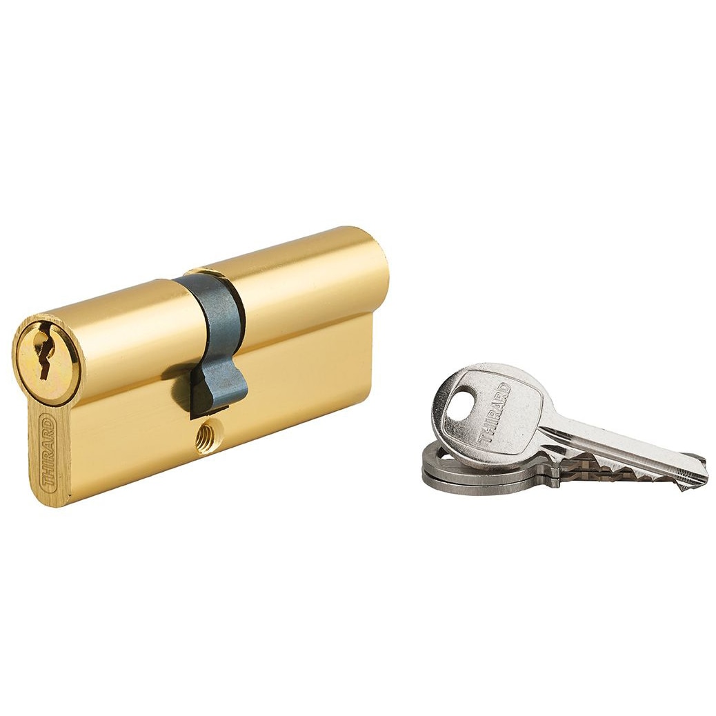Cilindru standard Thirard „ECO” 35 x 45 mm, din aluminiu cu finisaj alama, mecanism cu 5 pini, 3 chei