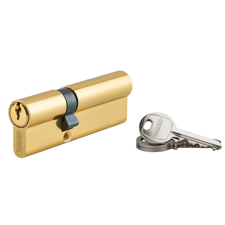 Cilindru standard Thirard „ECO” 35 x 55 mm, din aluminiu cu finisaj alama, mecanism cu 5 pini, 3 chei