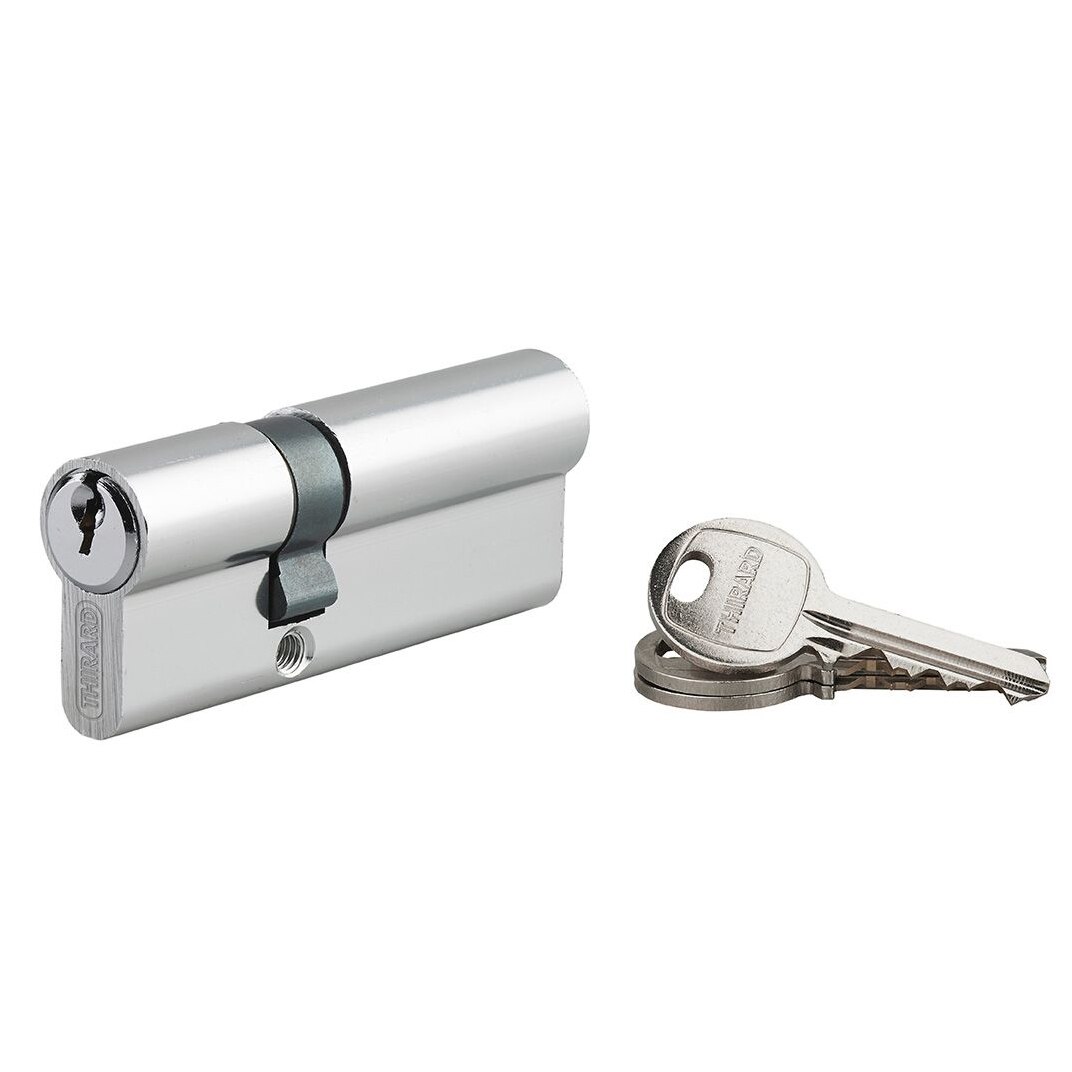 Cilindru standard Thirard „ECO” 30 x 50 mm, din aluminiu cu finisaj nichelat, mecanism cu 5 pini, 3 chei