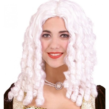 Peruca cu bucle model medieval Alba Peruca cu bucle model medieval Alba