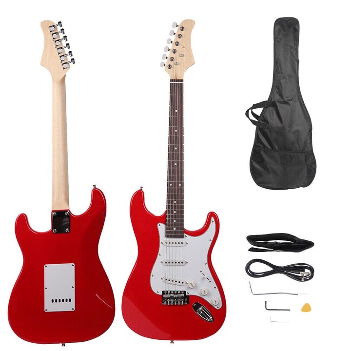 Timeless Tools Elektromos gitár szett kezdőknek, ajándék erősítővel - Piros színben
