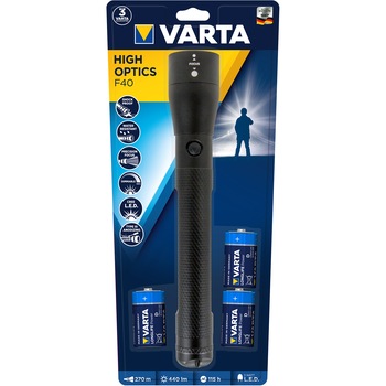 Lanterna LED Varta 18813 High Optics F40, 5W, 440 lm, IPX4, 3xD, baterii incluse Lanterna LED Varta 18813 High Optics F40, 5W, 440 lm, IPX4, 3xD, baterii incluse