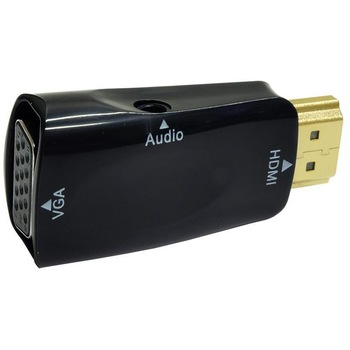 Adaptor , ART , oem HDMI tata 19 pin / SVGA mama Dsub 15 pini audio , negru Adaptor , ART , oem HDMI tata 19 pin / SVGA mama Dsub 15 pini audio , negru