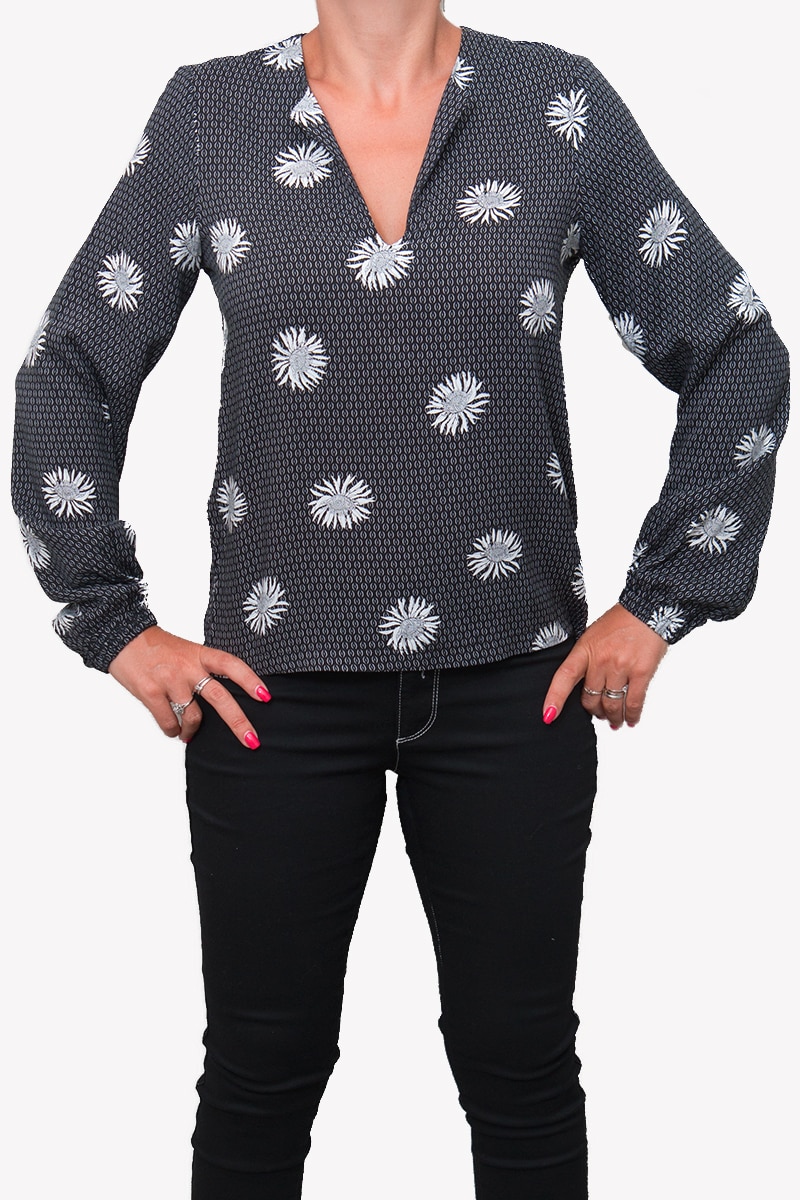 Bluza din vascoza Sisters Point, cu maneca lunga, Gri