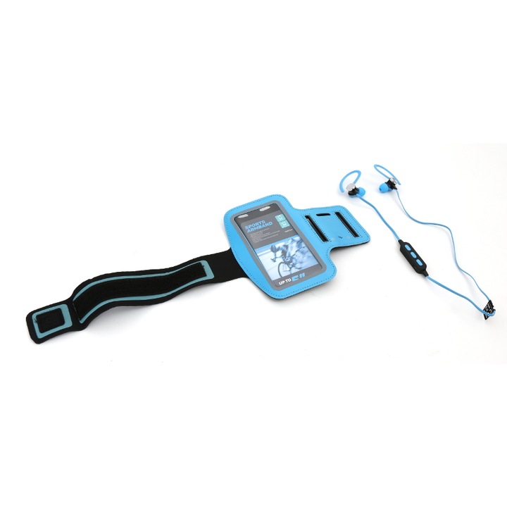 Platinet bluetooth sport fülhallgató + karpánt, Kék