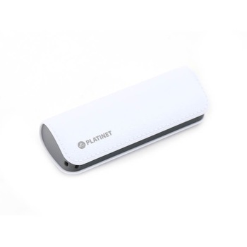 Baterie externa pentru incarcarea dispozitivelor mobile, Platinet Power Bank Leather 2600mAh, (alb) Baterie externa pentru incarcarea dispozitivelor mobile, Platinet Power Bank Leather 2600mAh, (alb)