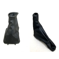 Set manson frana de mana si schimbator de viteze pentru Opel Astra G/ Zafira A, 2 piese, Plastic ABS/ Piele, Negru
