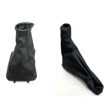 Set manson frana de mana si schimbator de viteze pentru Opel Astra G/ Zafira A, 2 piese, Plastic ABS/ Piele, Negru Set manson frana de mana si schimbator de viteze pentru Opel Astra G/ Zafira A, 2 piese, Plastic ABS/ Piele, Negru