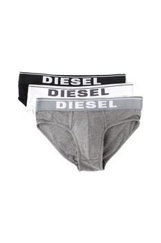 Diesel, Set de chiloti cu banda logo Andre - 3 perechi, Negru/Alb, S Diesel, Set de chiloti cu banda logo Andre - 3 perechi, Negru/Alb, S