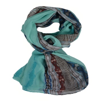 Esarfa fashion cu imprimeu de dungi pe laterale, D&J Exclusive,turcoaz Esarfa fashion cu imprimeu de dungi pe laterale, D&J Exclusive,turcoaz