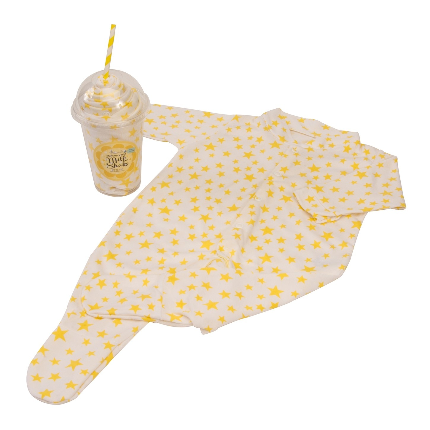 Set cadou bebelusi Bluebird, Milkshake Sleepsuit, Alb/Galben