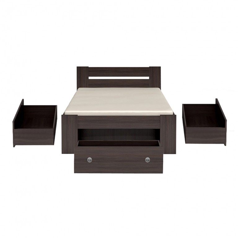 Pat NEPO cu Sertare, Wenge, 204,5 x 145,5 x 47,5-85,5 cm