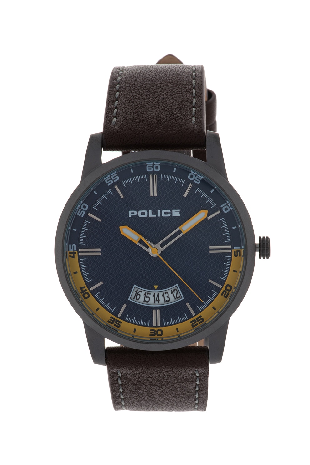 Police, Ceas analog rotund, cu cadran texturat, Maro