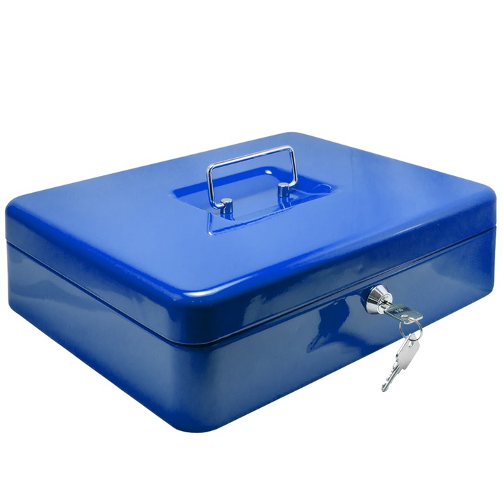 Caseta metalica pentru bani, TECHNOMAX, ELEGANT 76/4, 90/300/240, Albastru