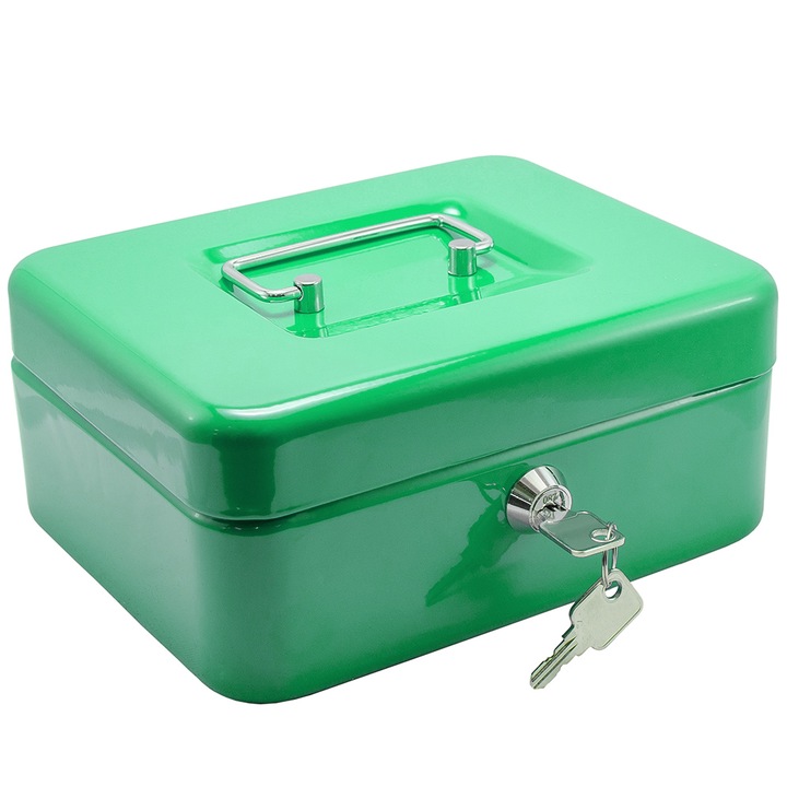 Caseta metalica pentru bani, TECHNOMAX, ELEGANT 76/3, 90/250/180, Verde