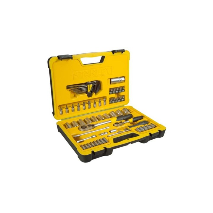 Stanley Dugókulcs Készlet 1/4" 1/2" 75 Részes Satén Króm (Stht0-73927)