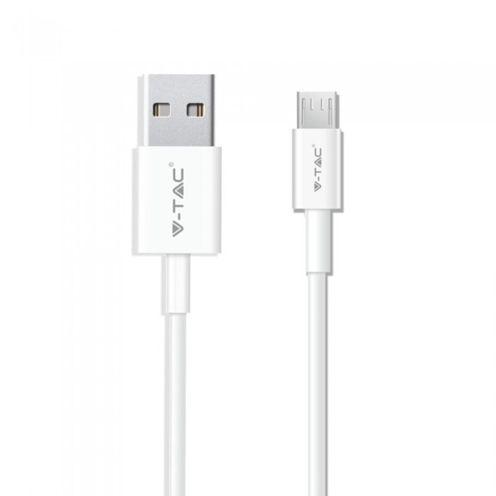 Cablu de date Micro USB, V-TAC, alb, seria Silver, 1m