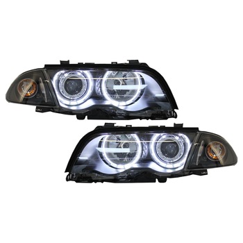 Faruri compatibil cu BMW E46 Limousine Touring (1998-2001) Angel Eyes Negru Faruri compatibil cu BMW E46 Limousine Touring (1998-2001) Angel Eyes Negru